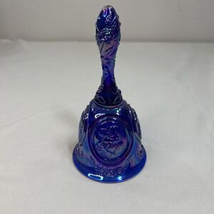 Vintage Fenton Blue Carnival Glass Madonna & Child Bell